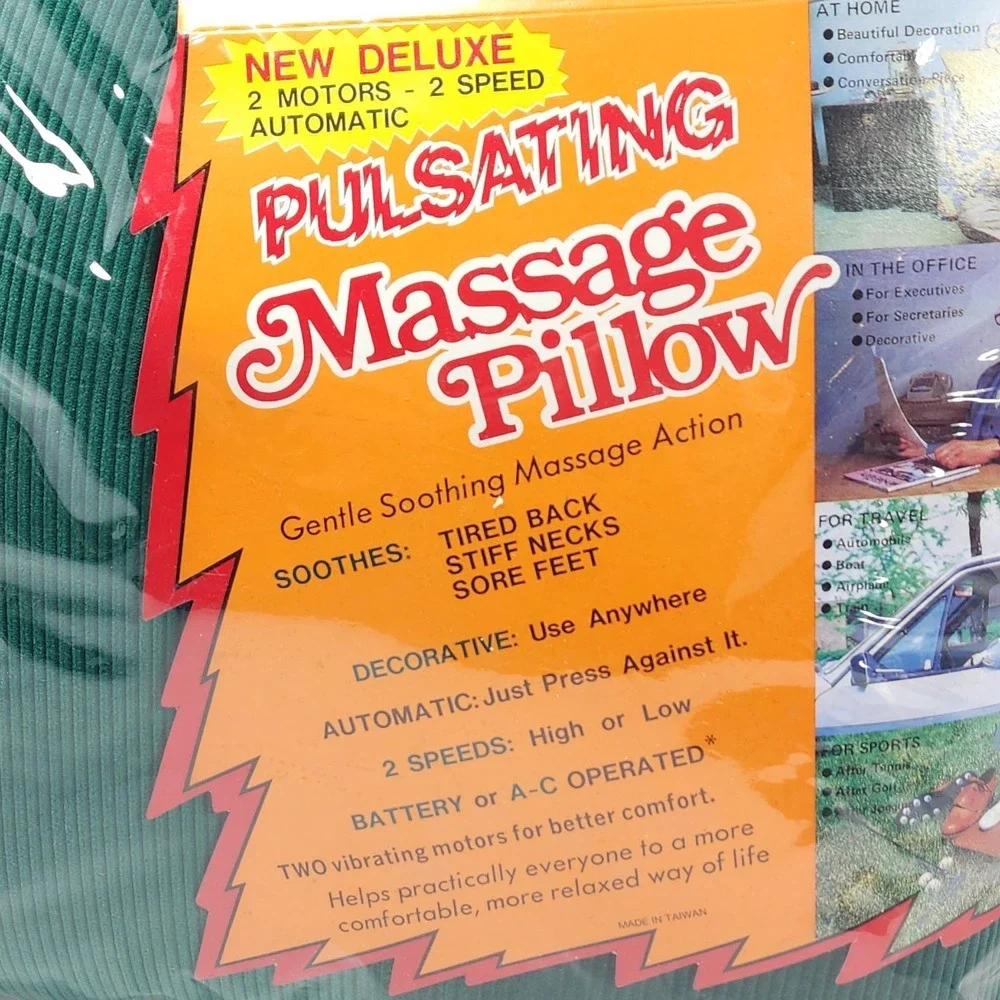 Vintage Nova‎ Products Pulsating Vibration Massage Pillow Green New Tested Works